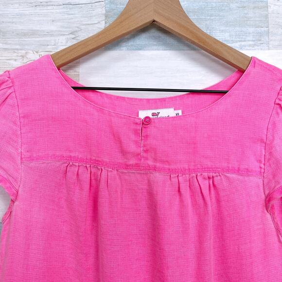 Vineyard Vines Linen Side Pocket Shift Dress Pink Short Sleeve Casual Womens XS - Picture 2 of 6